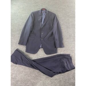 Suitsupply Suit 46 L Blue Wool Solid Sienna Premium Designer Luxury Pants 38x31